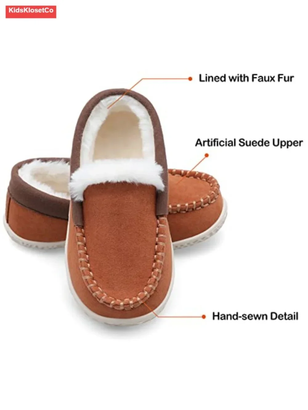 Kids Toddler Suede Mocc with Faux Fur Lining Non-Slip